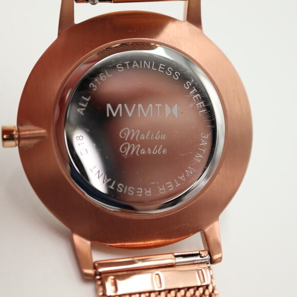 MVMT Women's Malibu Marble Watch 38mm Rose Gold Tone Mesh Strap w New Battery - Picture 14 of 14